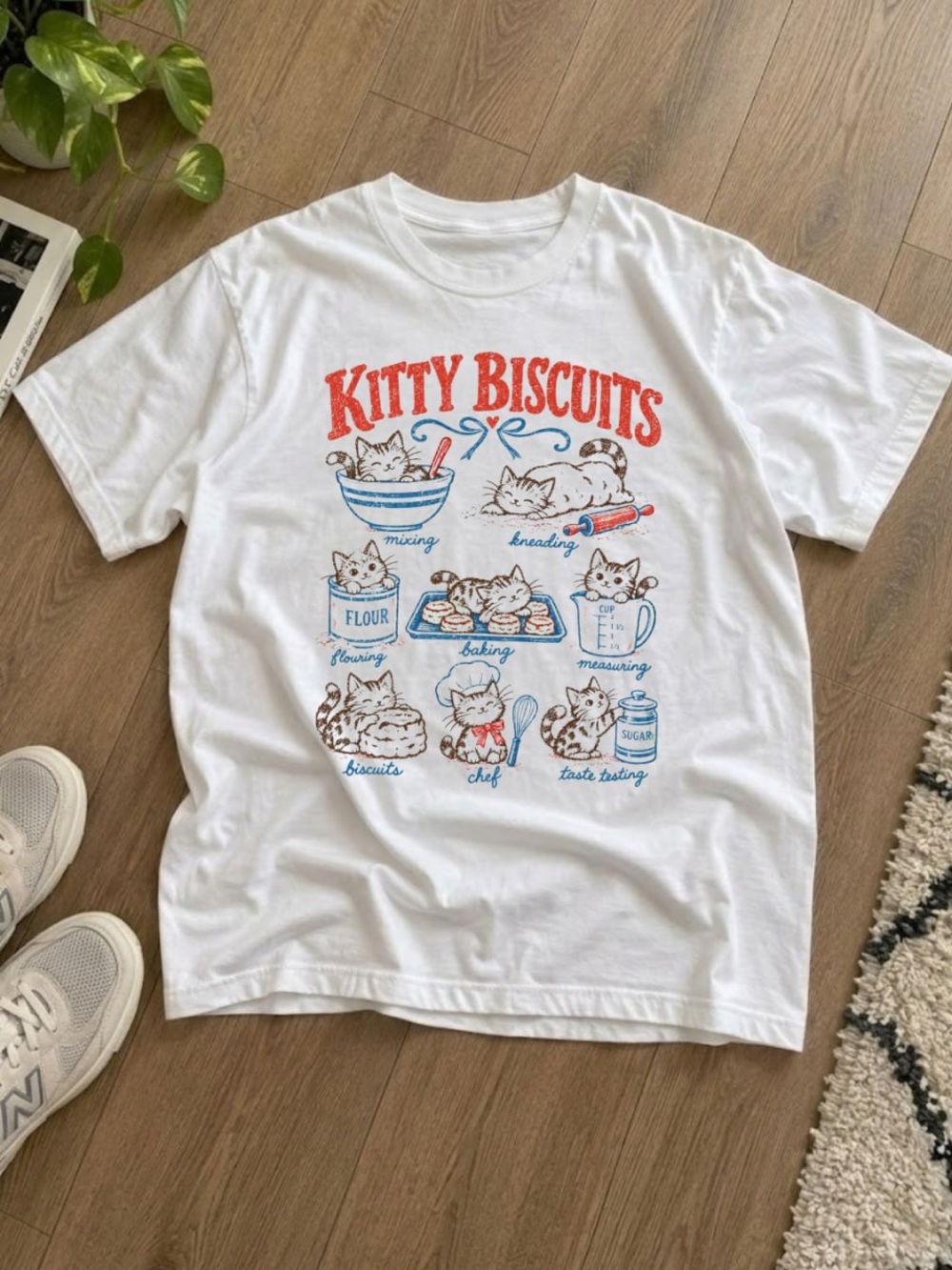 Kitty Biscuits Cat Graphic Tee - White
